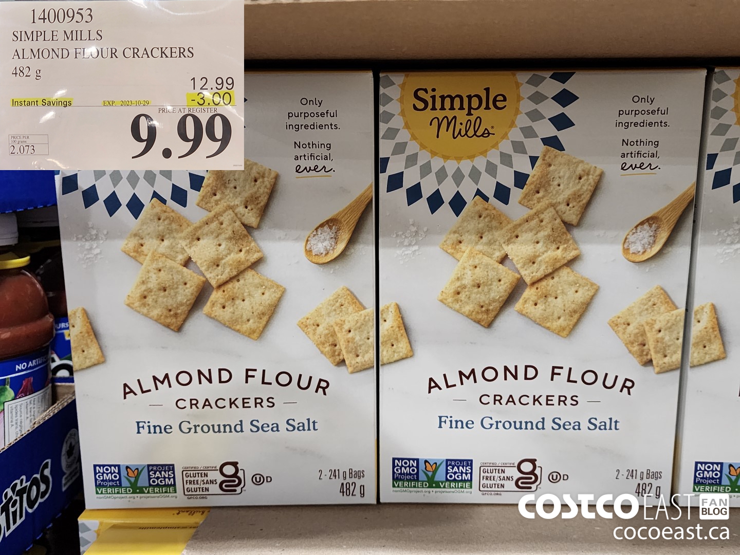 1400953 SIMPLE MILLS ALMOND FLOUR CRACKERS 482 G ($3.00 INSTANT SAVINGS EXPIRES ON 2023-10-29) $9.99