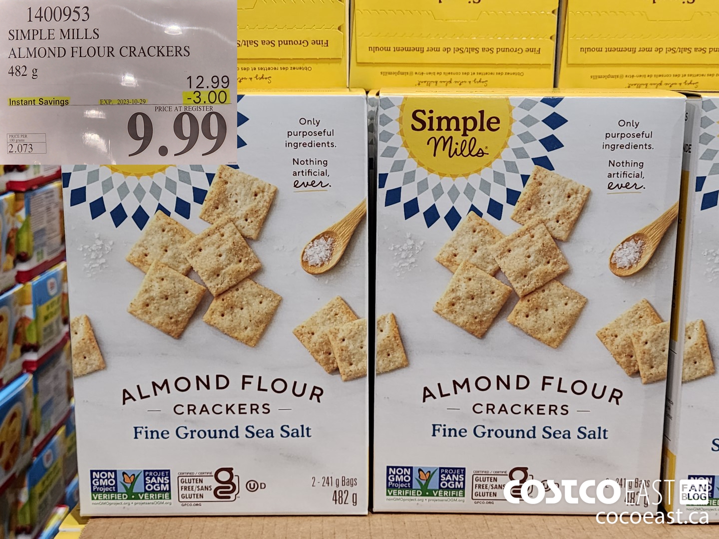 1400953 SIMPLE MILLS ALMOND FLOUR CRACKERS 482 G ($3.00 INSTANT SAVINGS EXPIRES ON 2023-10-29) $9.99