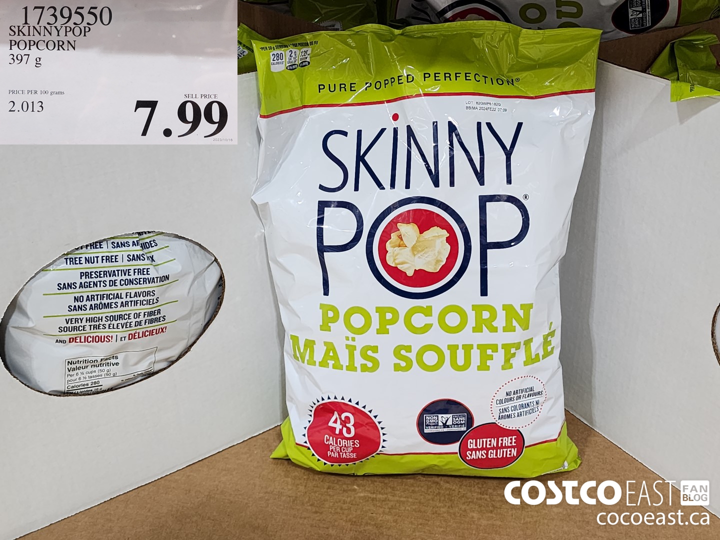1739550 SKINNY POP POPCORN 397 G $7.99