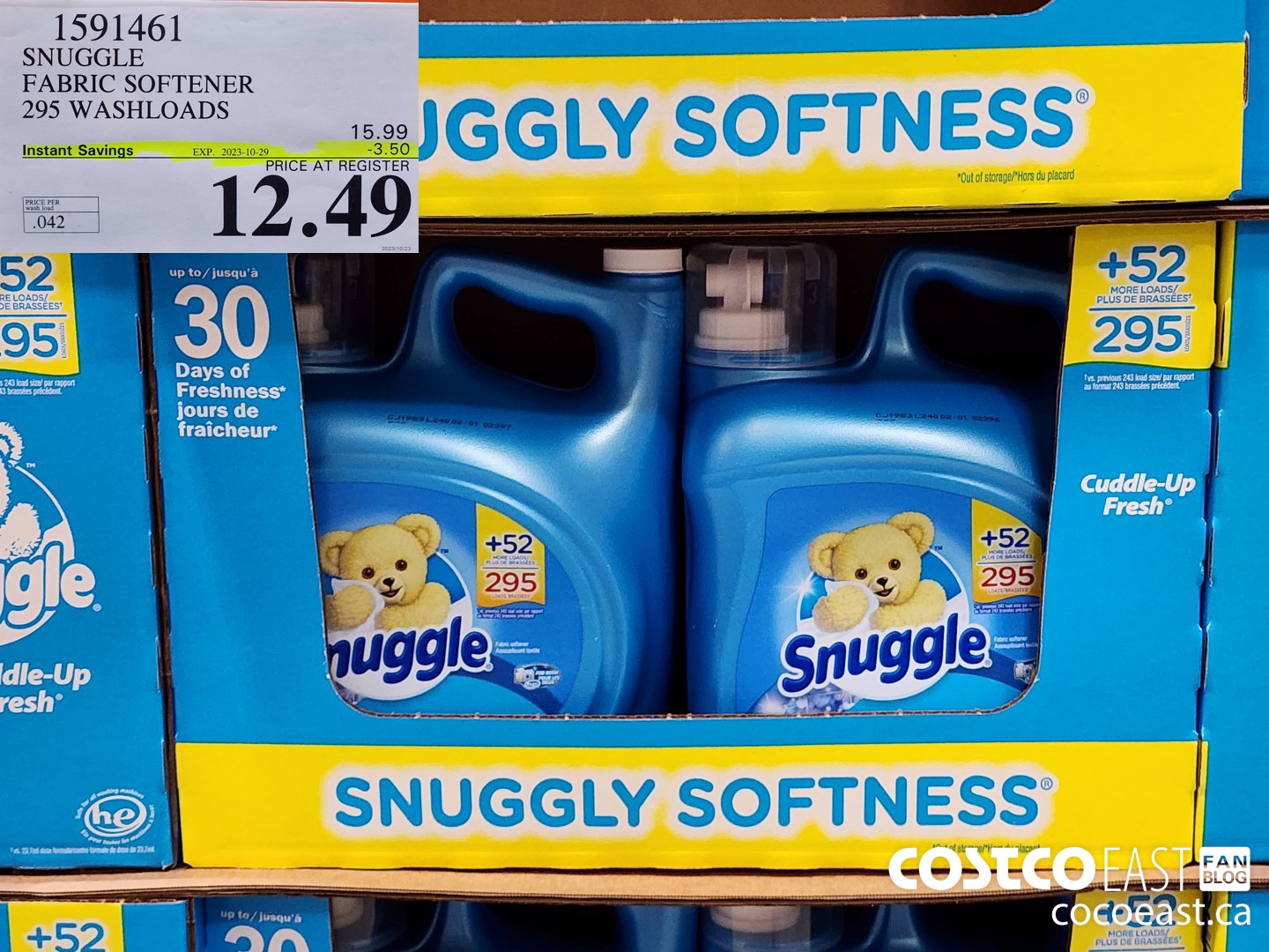 1591461 SNUGGLE FABRIC SOFTENER 295 WASHLOADS ($3.50 INSTANT SAVINGS EXPIRES ON 2023-10-29) $12.49