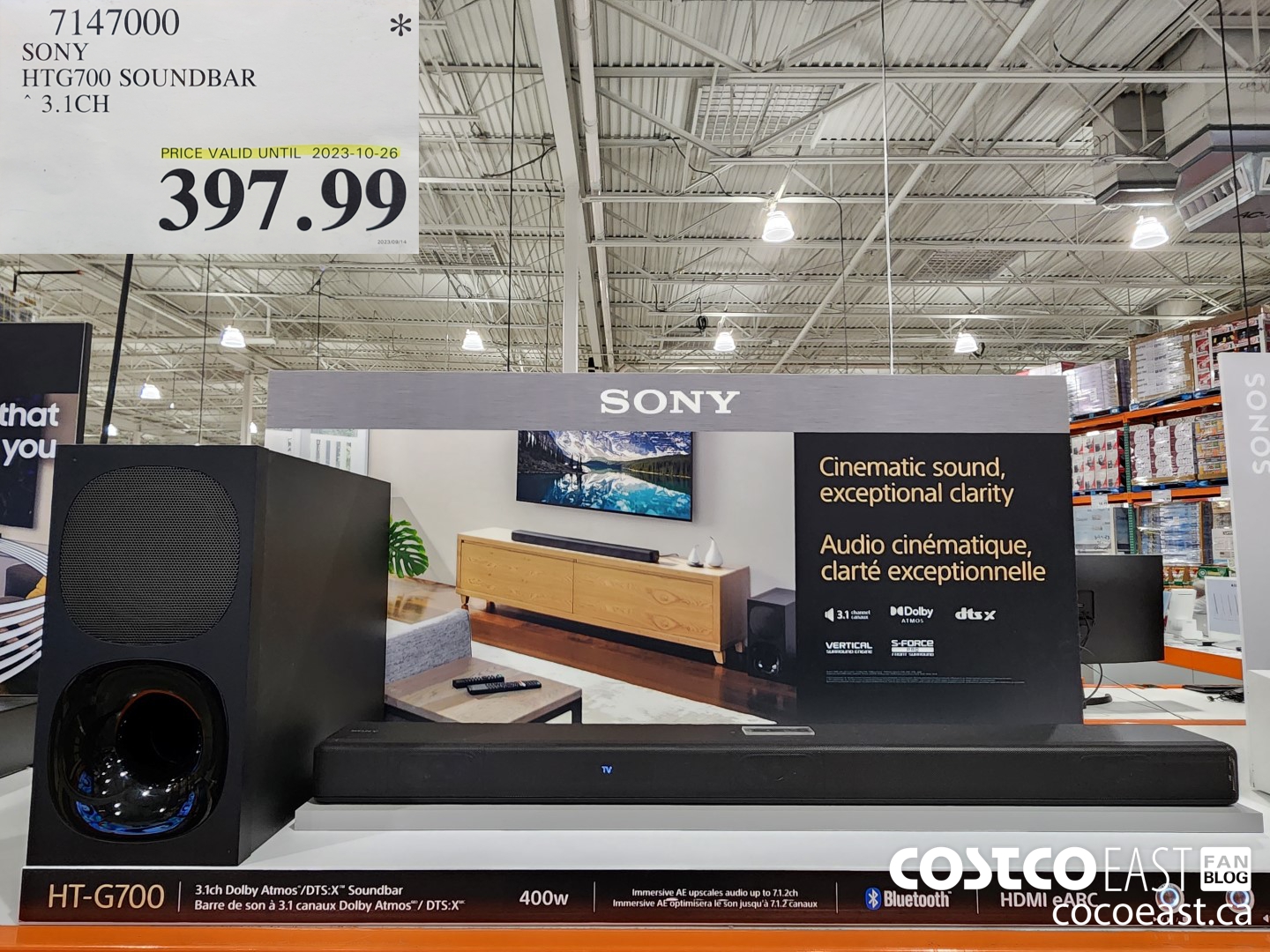 7147000 SONY HTG700 SOUNDBAR 3.1 CH $397.99