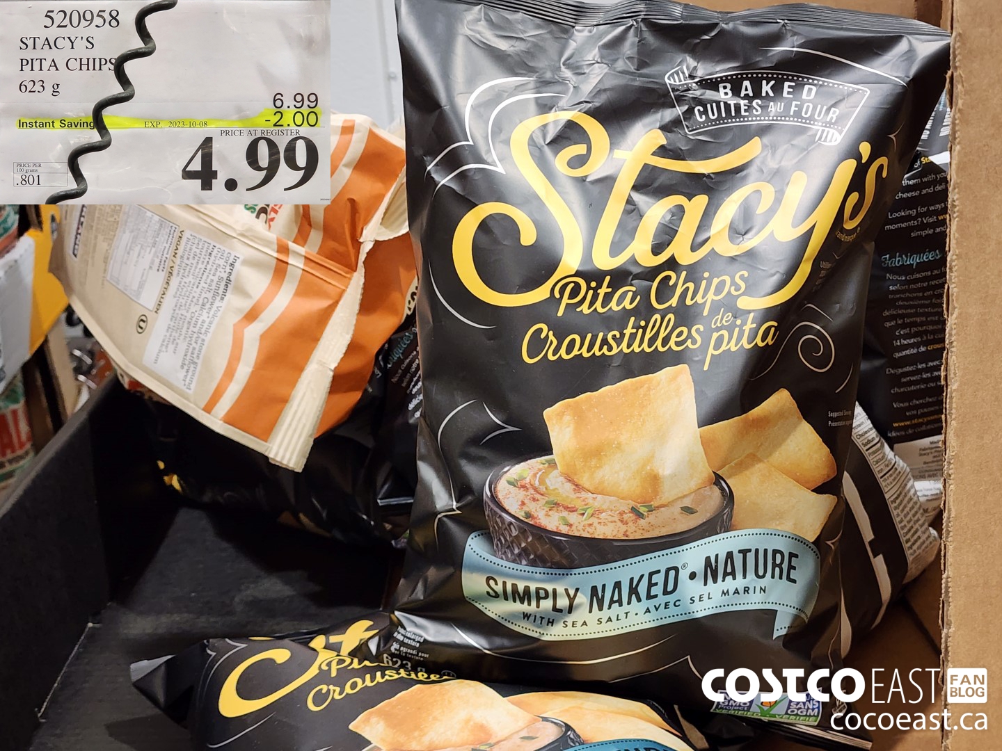 520958 STACEY'S PITA CHIPS 623 G ($2.00 INSTANT SAVINGS EXPIRES ON 2023-10-08) $4.99