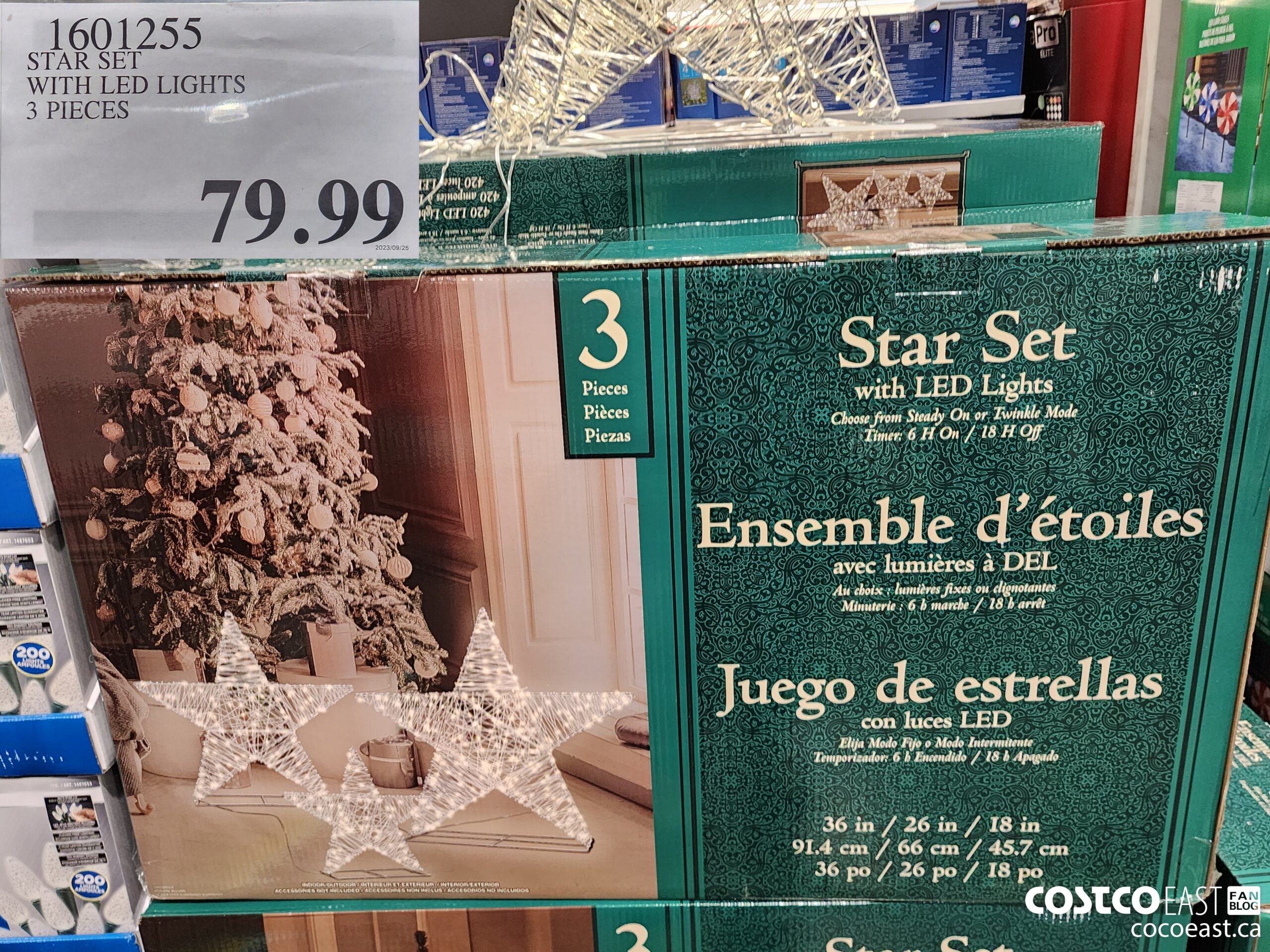 1601255 STAR SET WITH LED LIGHTS 3 PIECES $79.99