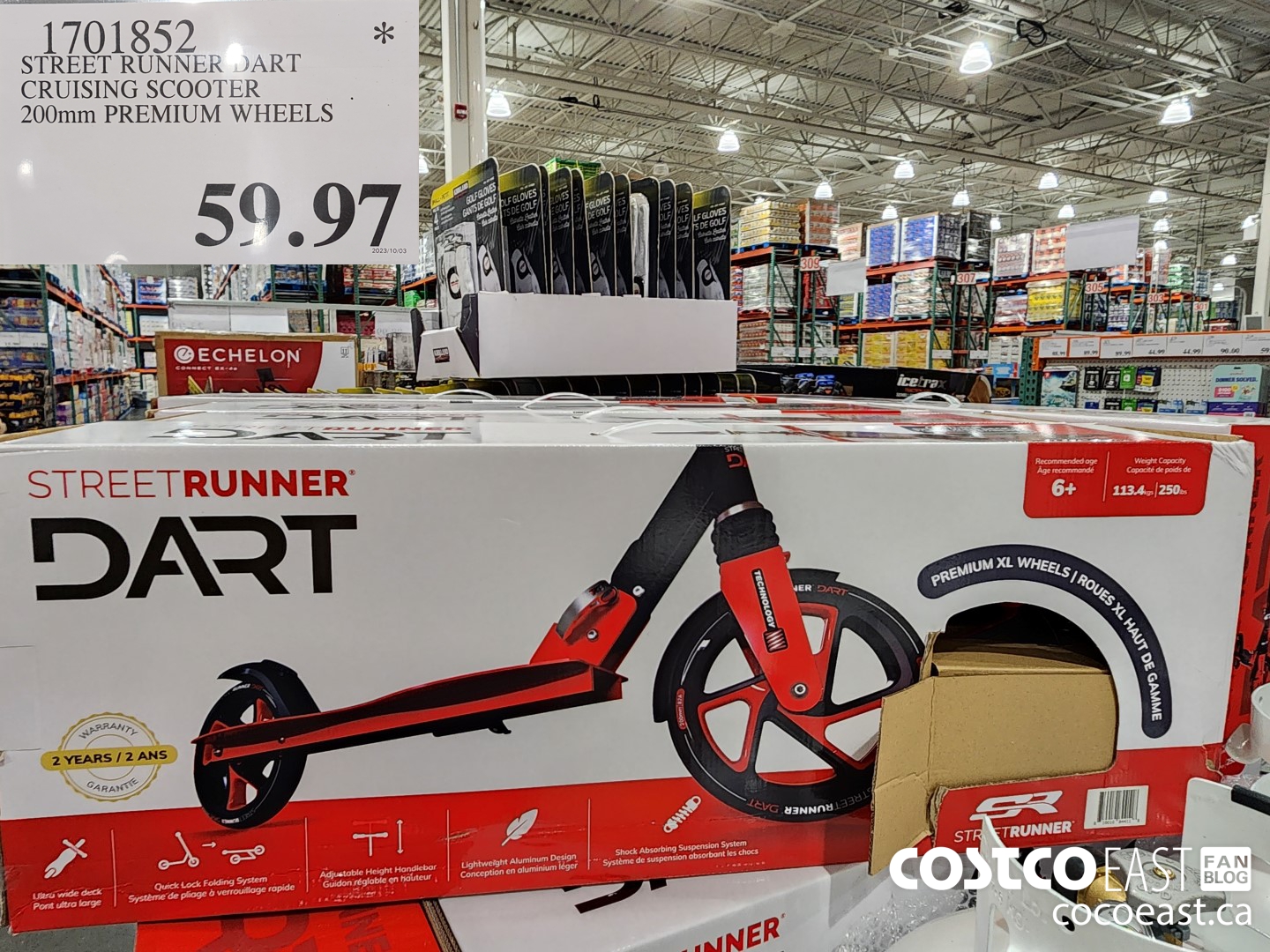 1701852 STREET RUNNER DART CRUISING SCOOTER 200mm PREMIUM WHEELS $59.97