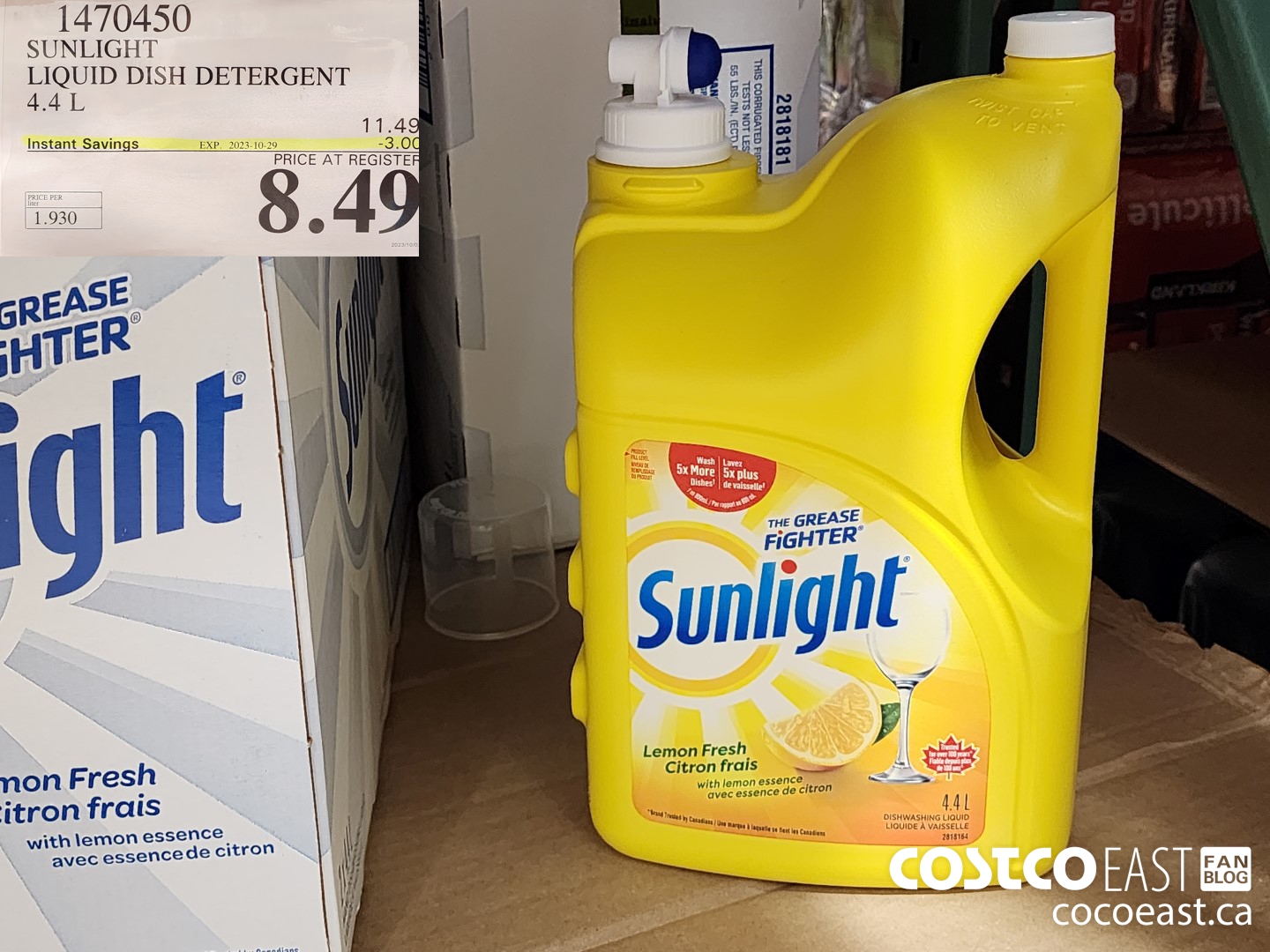 1470450 SUNLIGHT LIQUID DISH DETERGENT 4.4L ($3.00 INSTANT SAVINGS EXPIRES ON 2023-10-09) $8.49