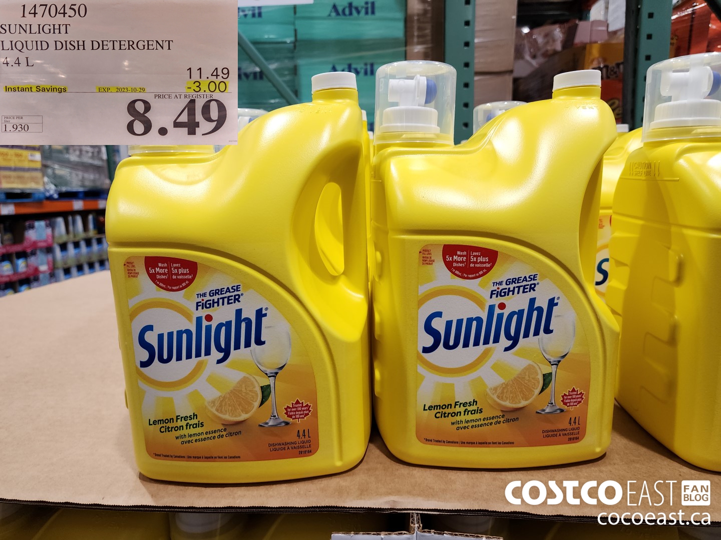 1470450 SUNLIGHT LIQUID DISH DETERGENT 4.4L ($3.00 INSTANT SAVINGS EXPIRES ON 2023-10-29) $8.49