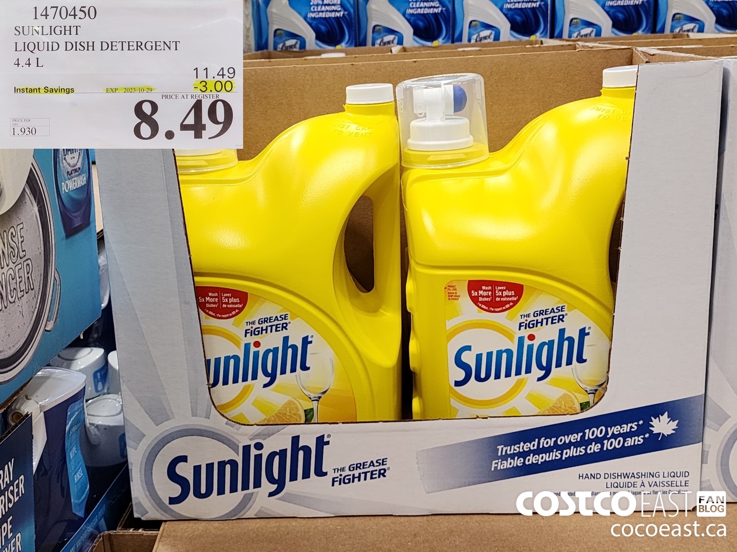 1470450 SUNLIGHT LIQUID DISH DETERGENT 4.4L ($3.00 INSTANT SAVINGS EXPIRES ON 2023-10-29) $8.49