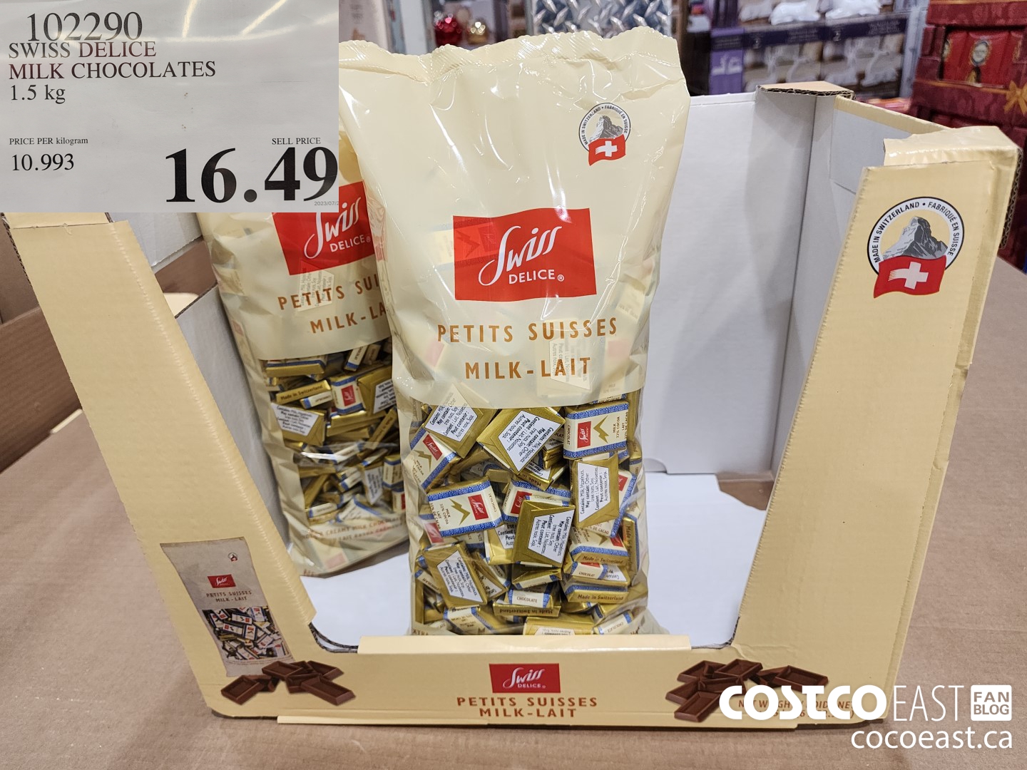 102290 SWISS DELICE MILK CHOCOLATES 1.5 KG $16.49