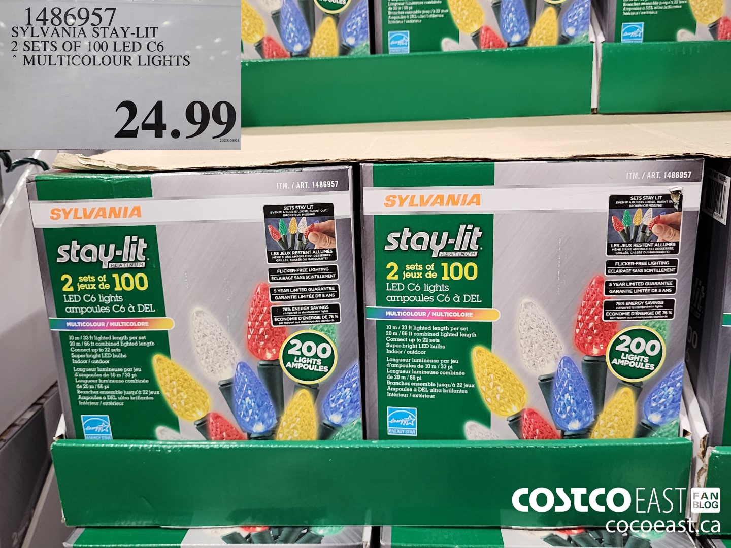 1486957 SYLVANIA STAY-LIT 2 SETS OF 100 C6 LED LIGHTS MULTICOLOUR LIGHTS $24.99