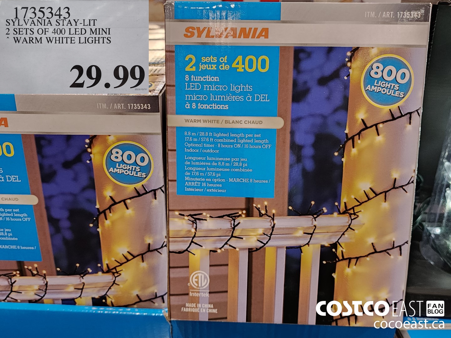 1735343 SYLVANIA STAY-LIT 2 SETS OF 400 LED MINI ~ WARM WHITE LIGHTS $29.99