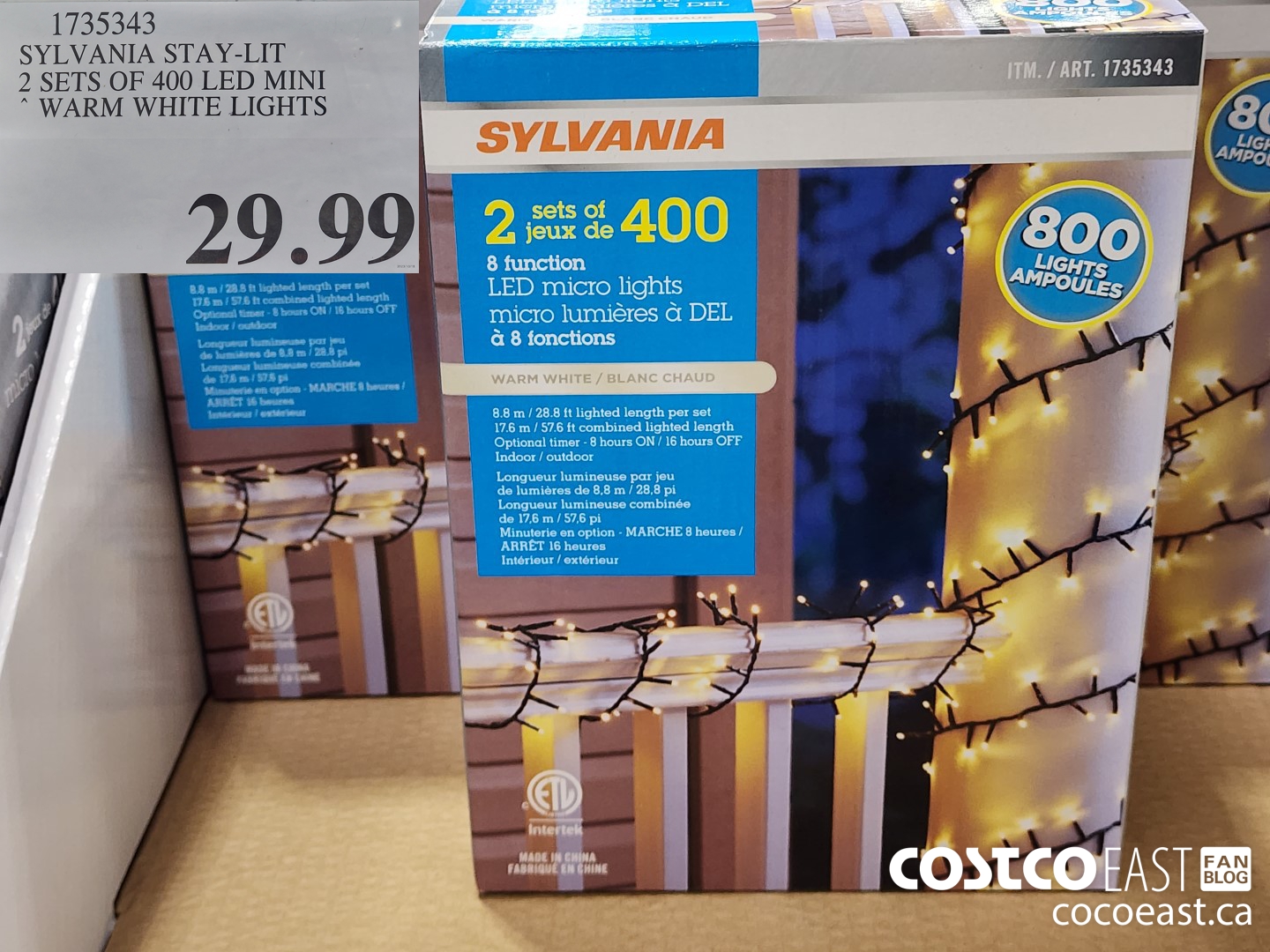 1735343 SYLVANIA STAY-LIT 2 SETS OF 400 LED MINI ~ WARM WHITE LIGHTS $29.99