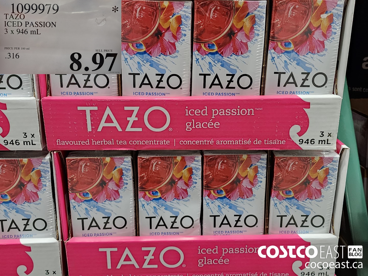 1099979 TAZO ICED PASSION 3 x 946 ml $8.97