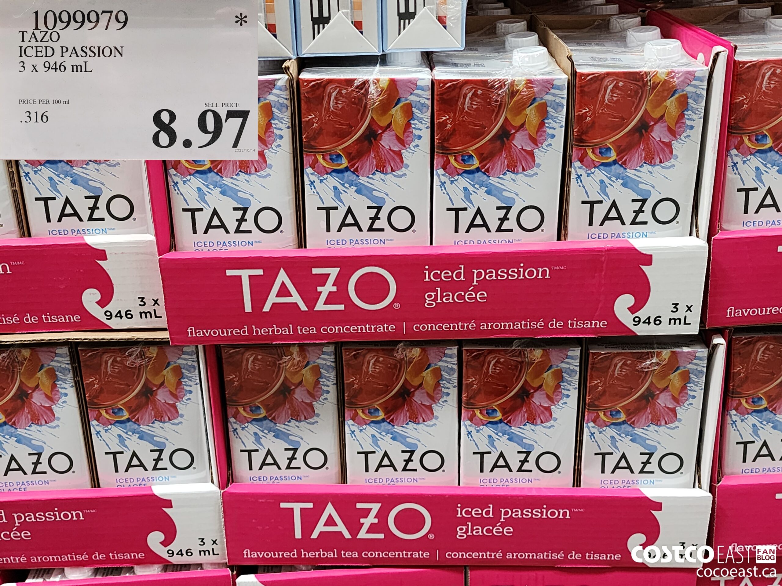 1099979 TAZO ICED PASSION 3 x 946 ml $8.97