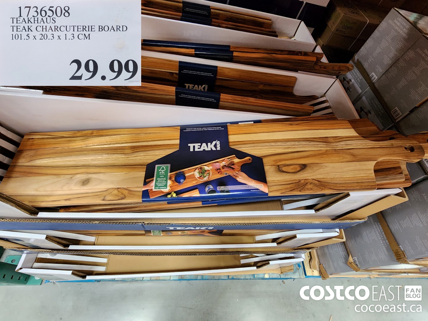 1736508 TEAKHAUS TEAK CHARCUTERIE BOARD 101.5 X 20.3 X 1.3 CM $29.99