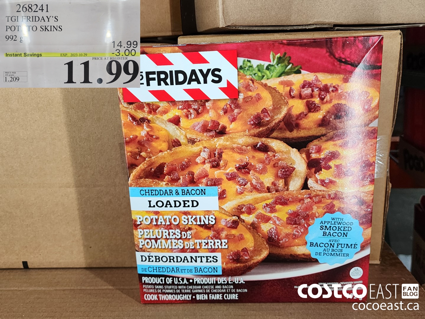 268241 TGI FRIDAY'S POTATO SKINS 922 G ($3.00 INSTANT SAVINGS EXPIRES ON 2023-10-29) $11.99