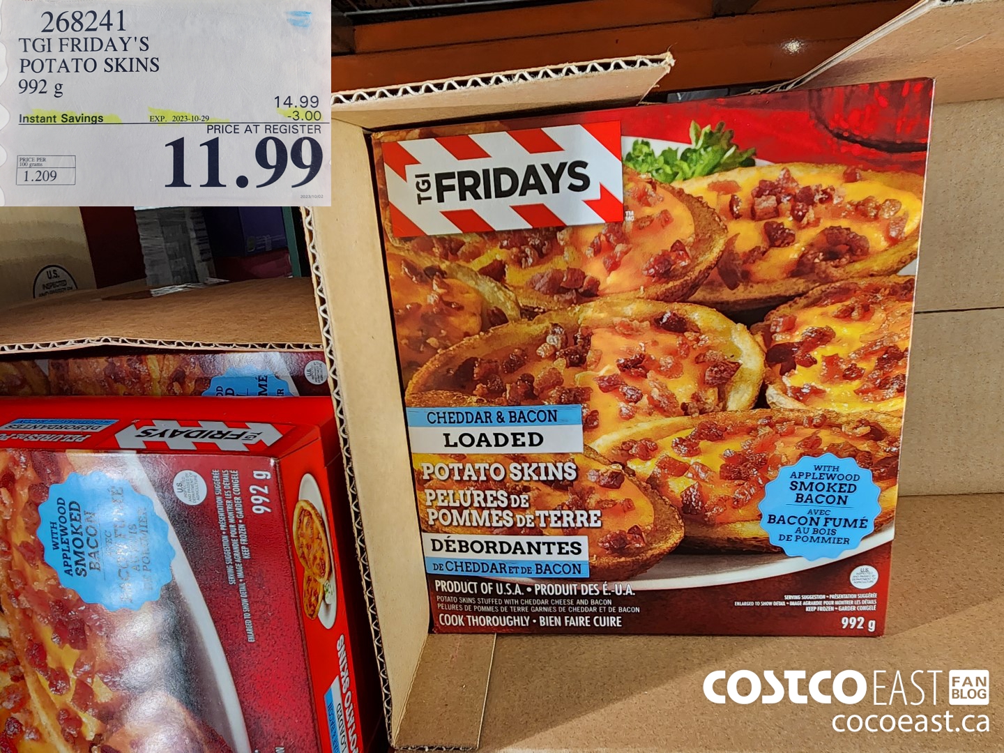 268241 TGI FRIDAY'S POTATO SKINS 922 G ($3.00 INSTANT SAVINGS EXPIRES ON 2023-10-29) $11.99