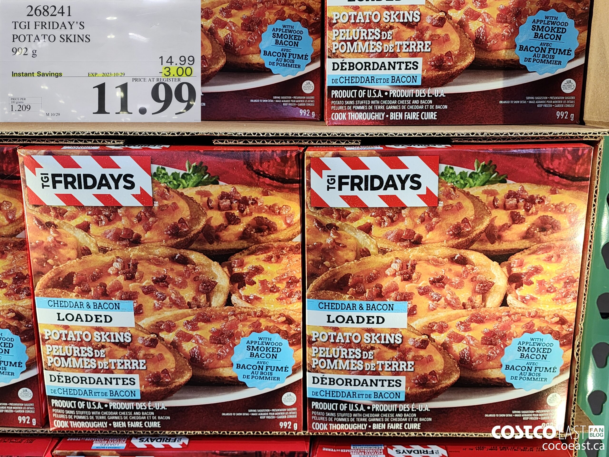 268241 TGI FRIDAY'S POTATO SKINS 922 G ($3.00 INSTANT SAVINGS EXPIRES ON 2023-10-29) $11.99