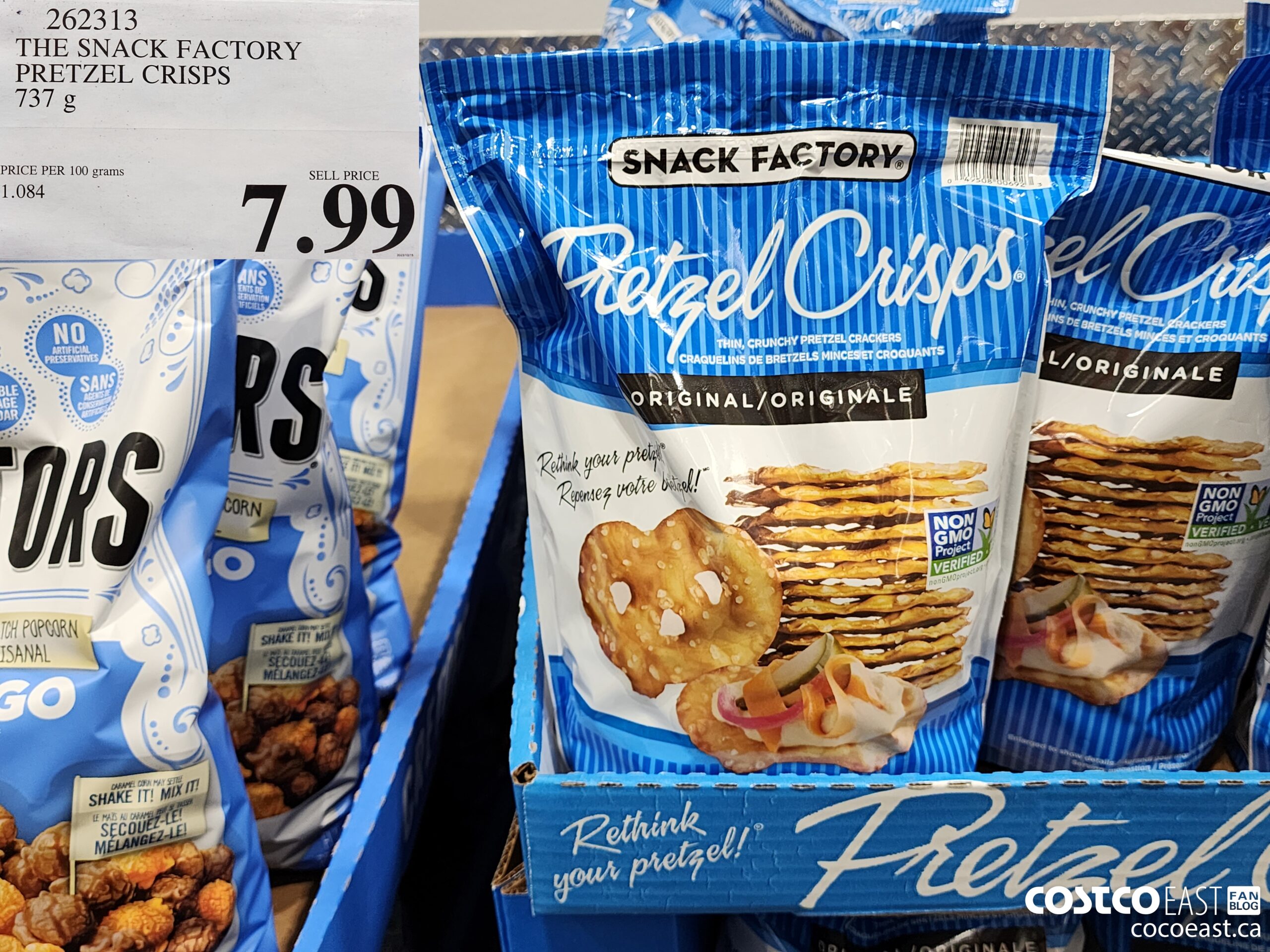 262313 THE SNACK FACTORY PRETZEL CRISPS 737 G $7.99
