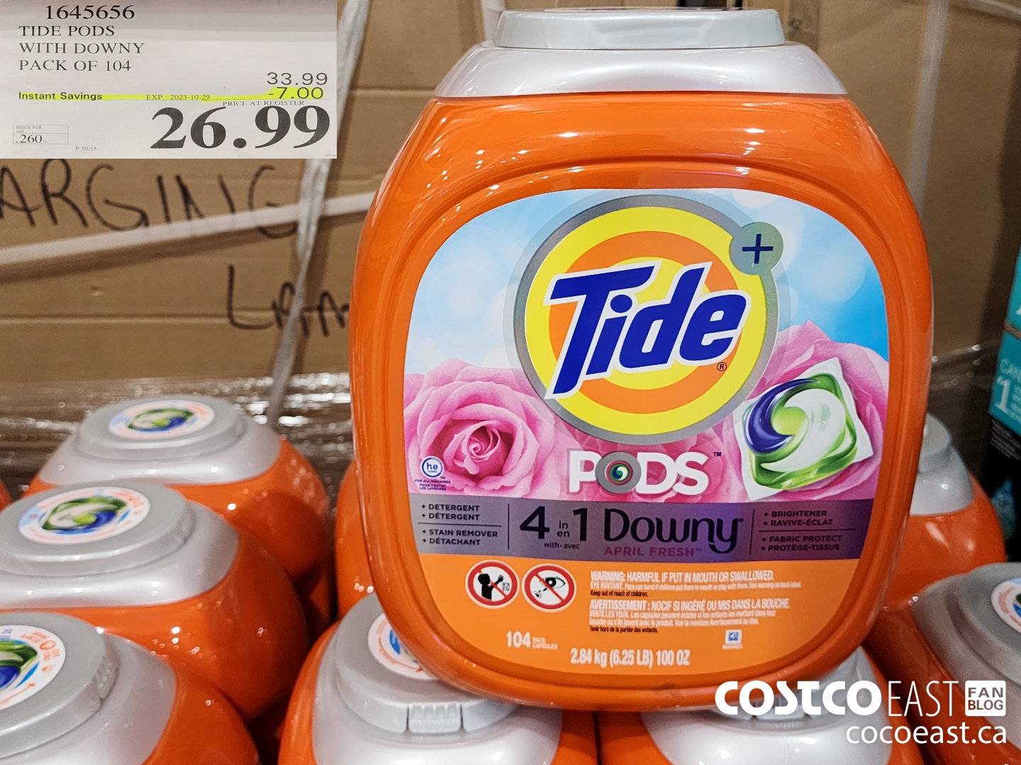 1645656 TIDE PODS WITH DOWNY PACK OF 104 ($7.00 INSTANT SAVINGS EXPIRES ON 2023-10-29) $26.99
