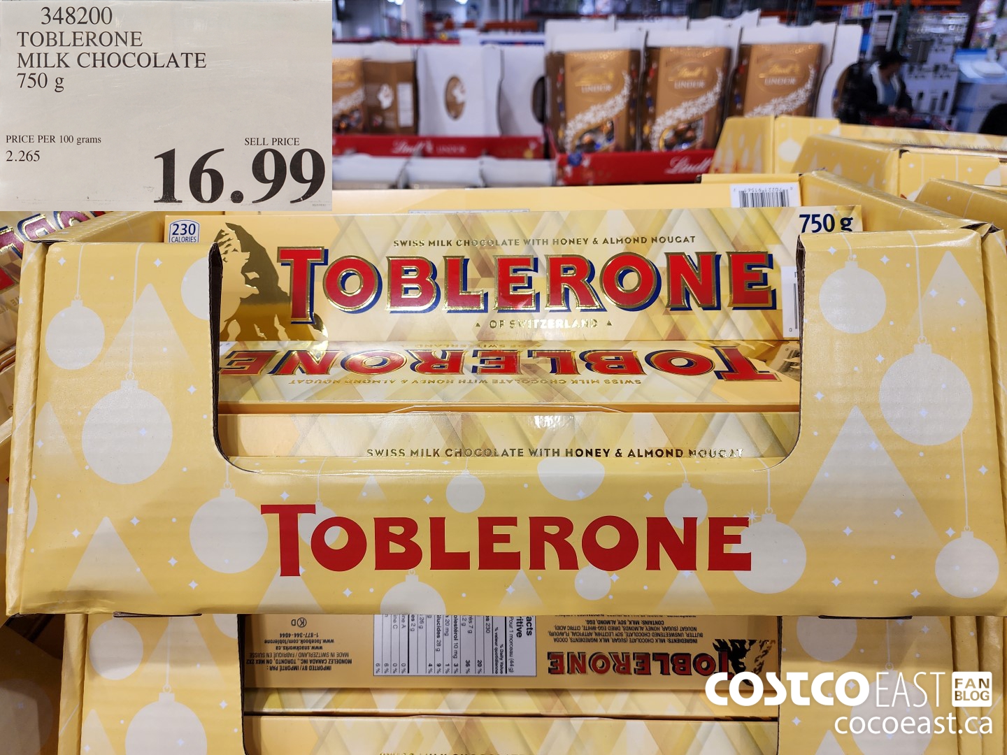 348200 TOBLERONE MILK CHOCOLATE 750 G $16.99