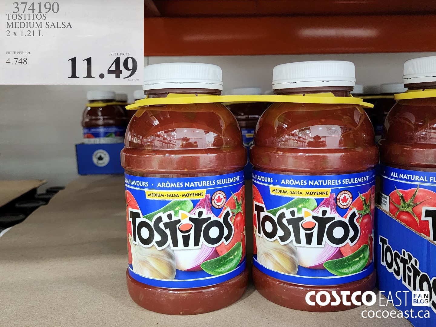 374190 TOSTITOS MEDIUM SALSA 2 X 1.21 L $11.49