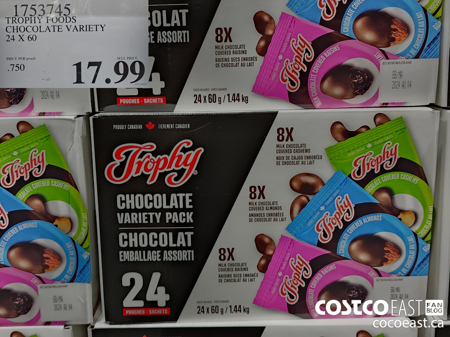 1753745 TROPHY FOODS CHOCOLATE VARIETY 24 X 60 $17.99