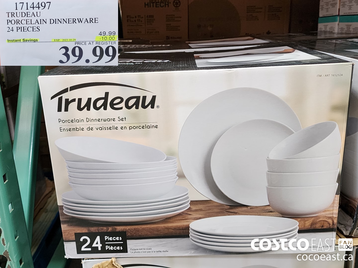 1714497 TRUDEAU PORCELAIN DINNERWARE 24 PIECES ($10.00 INSTANT SAVINGS EXPIRES ON 2023-10-29) $39.99