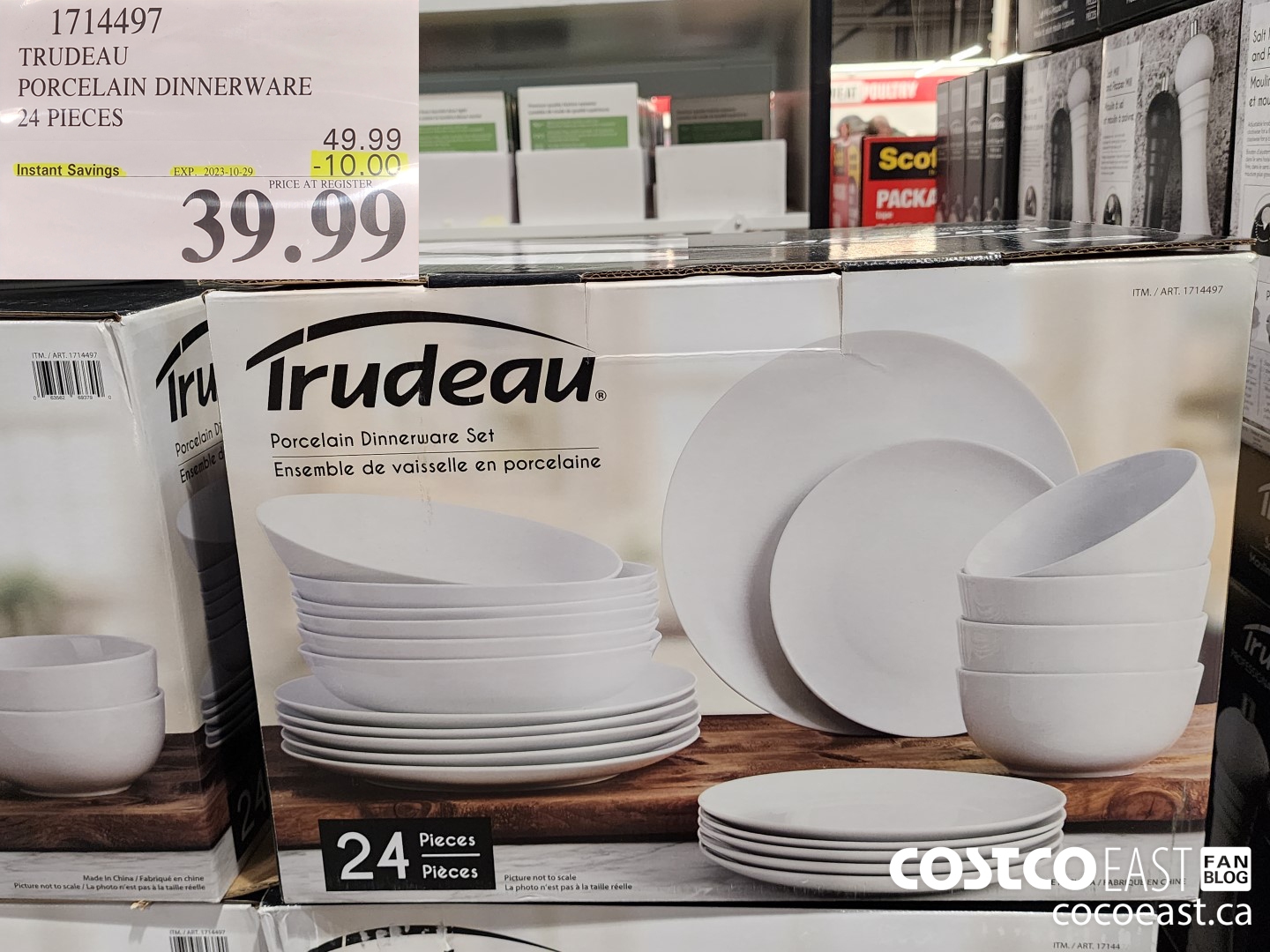 1714497 TRUDEAU PORCELAIN DINNERWARE 24 PIECES ($10.00 INSTANT SAVINGS EXPIRES ON 2023-10-29) $39.99