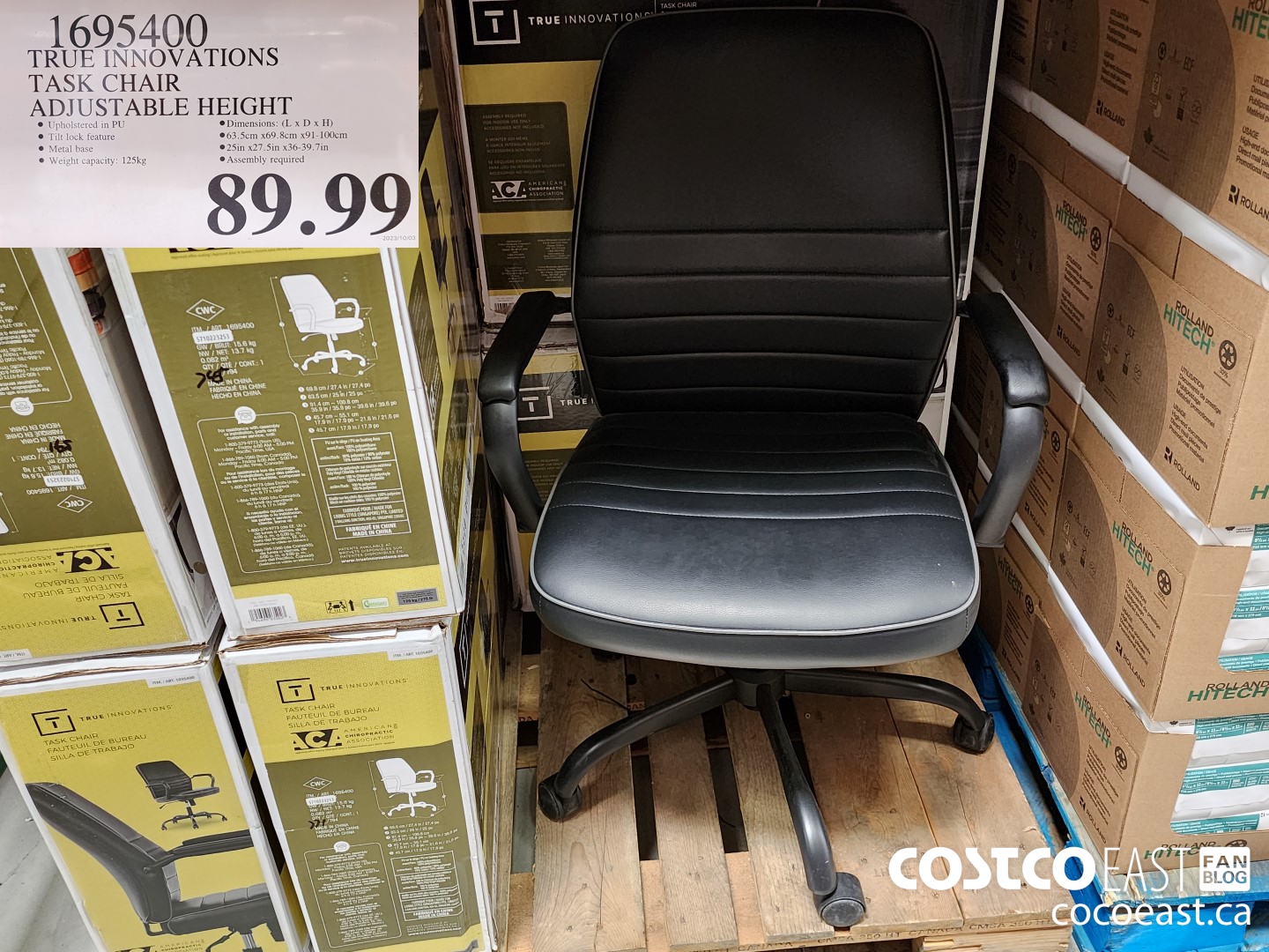 1695400 TRUE INNOVATIONS TASK CHAIR ADJUSTABLE HEIGHT $89.99