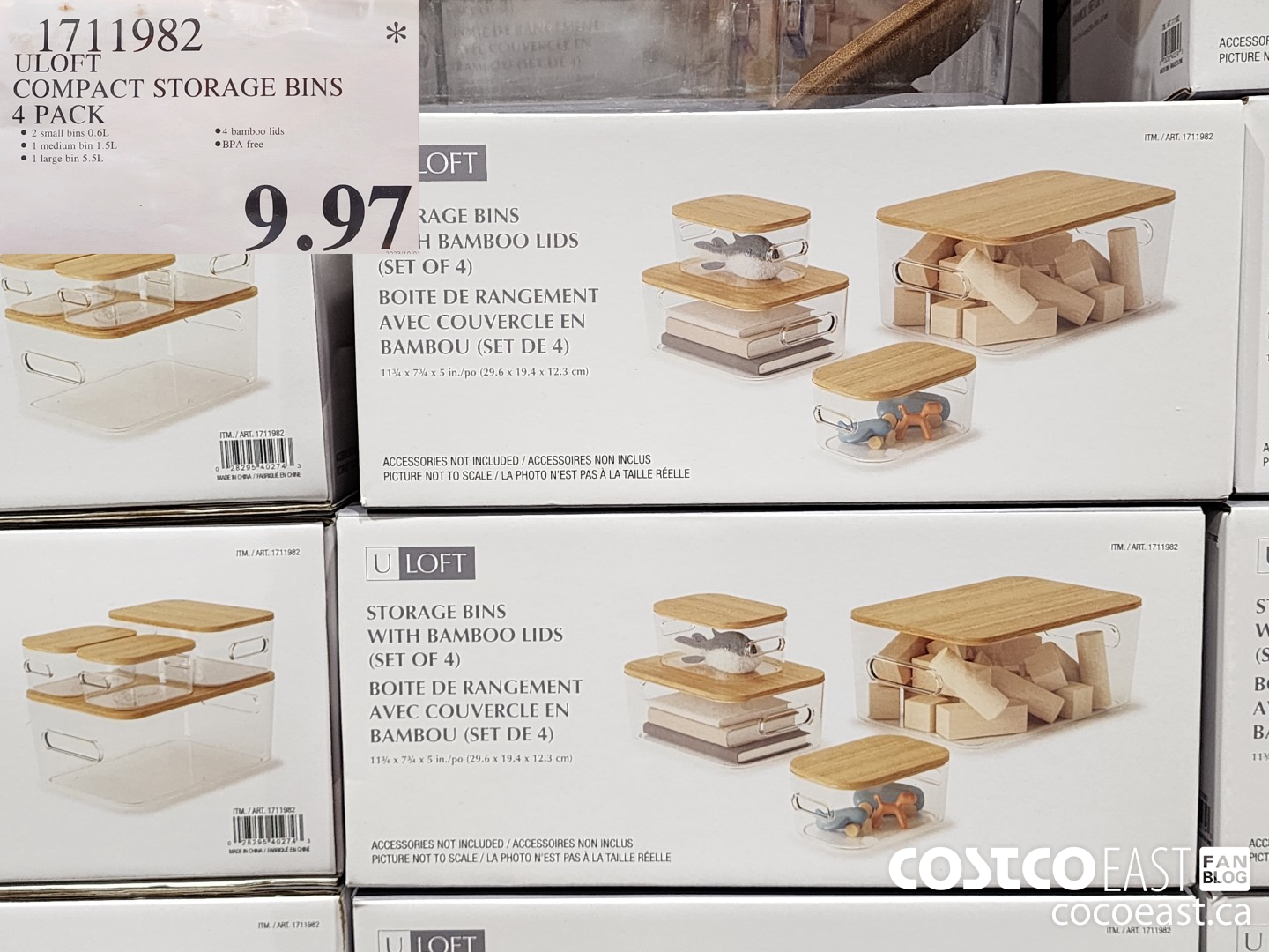 1711982 ULOFT COMPACT STORAGE BINS 4 PACK $9.97