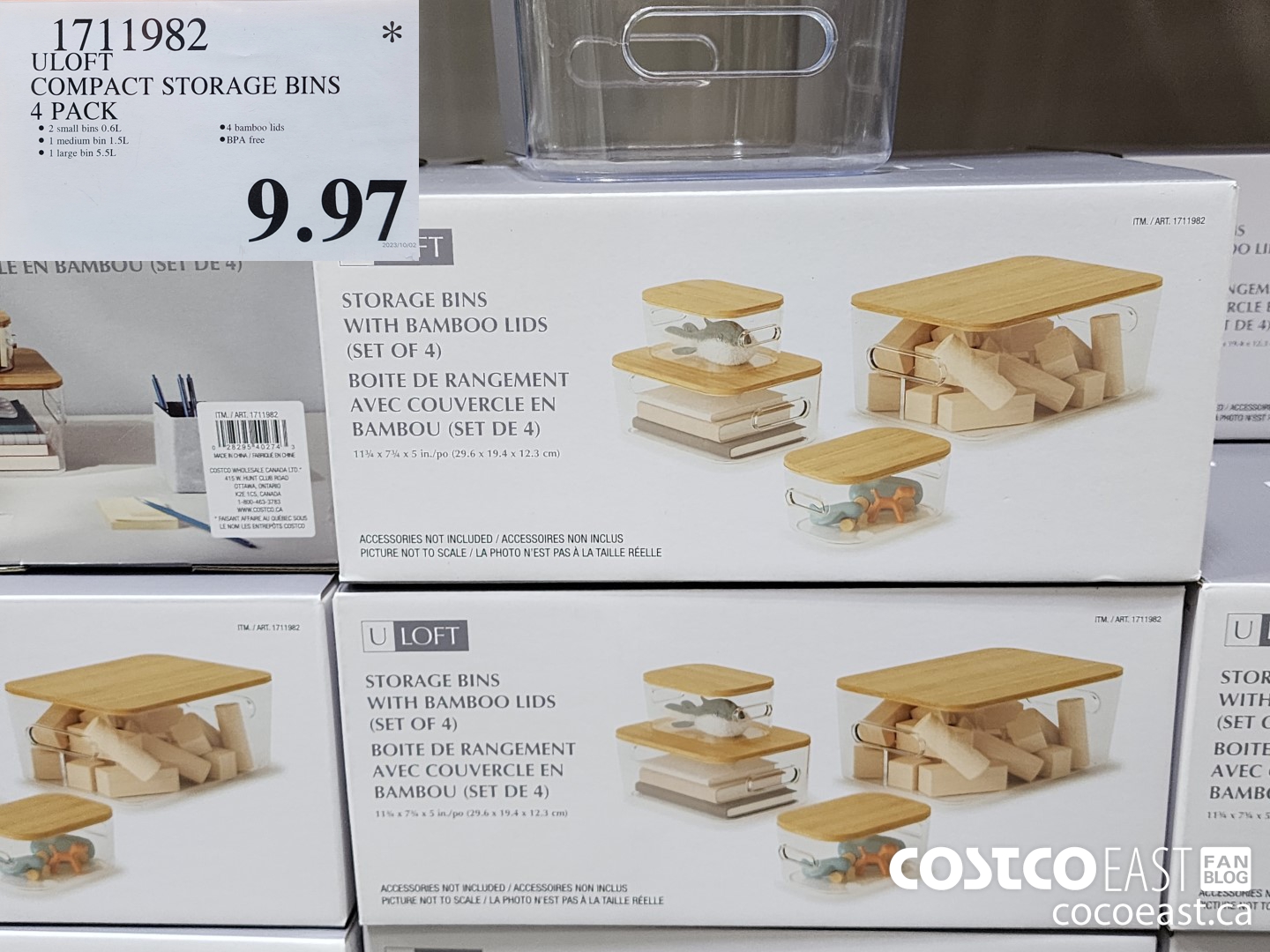 1711982 ULOFT COMPACT STORAGE BINS 4 PACK $9.97