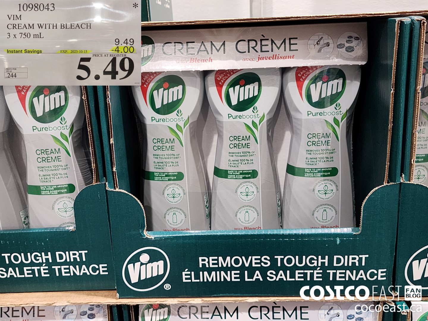 1098043 VIM CREAM WITH BLEACH 3 X 750G ($4.00 INSTANT SAVINGS EXPIRES ON 2023-10-15) $5.49