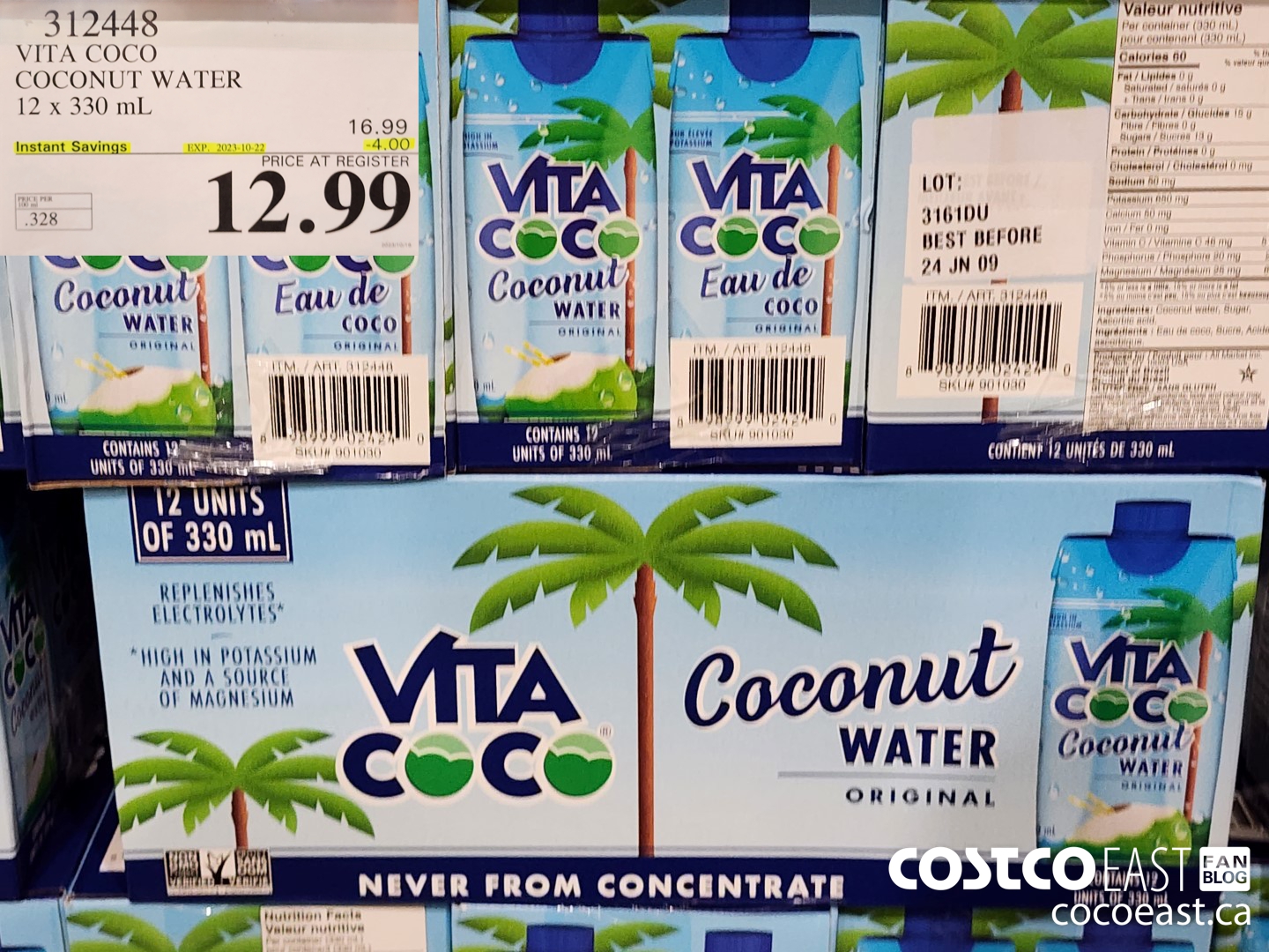 312448 VITA COCO COCONUT WATER 12 X 330 ML ($4.00 INSTANT SAVINGS EXPIRES ON 2023-10-22) $12.99