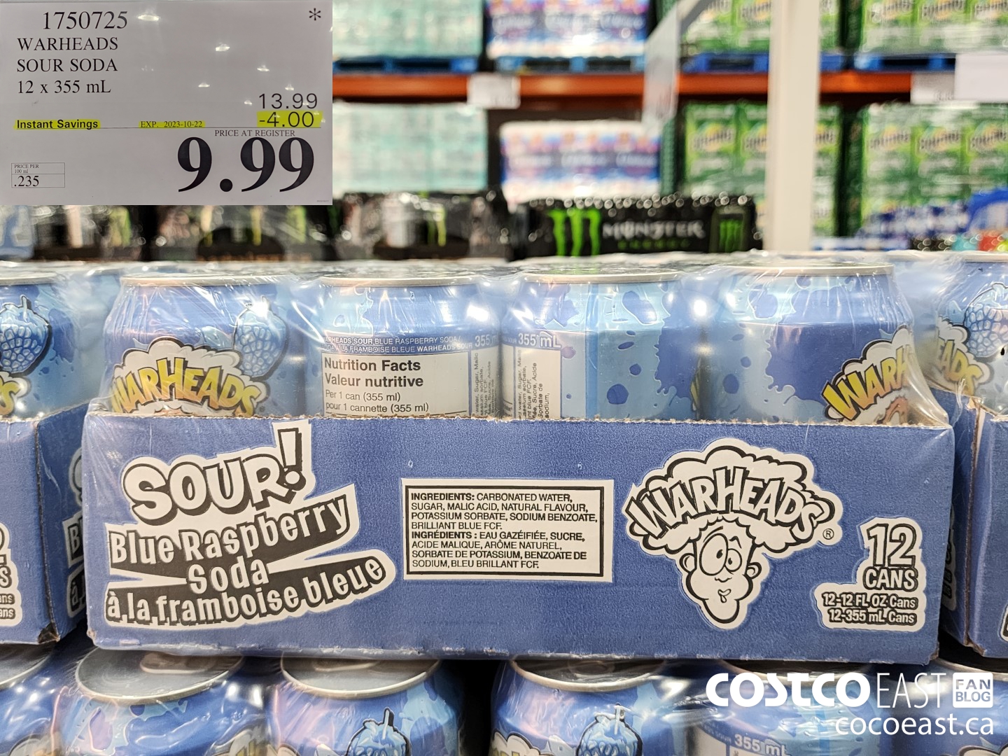 1750725 WARHEADS SOUR SODA 12 X 355ML ($4.00 INSTANT SAVINGS EXPIRES ON 2023-10-22) $9.99