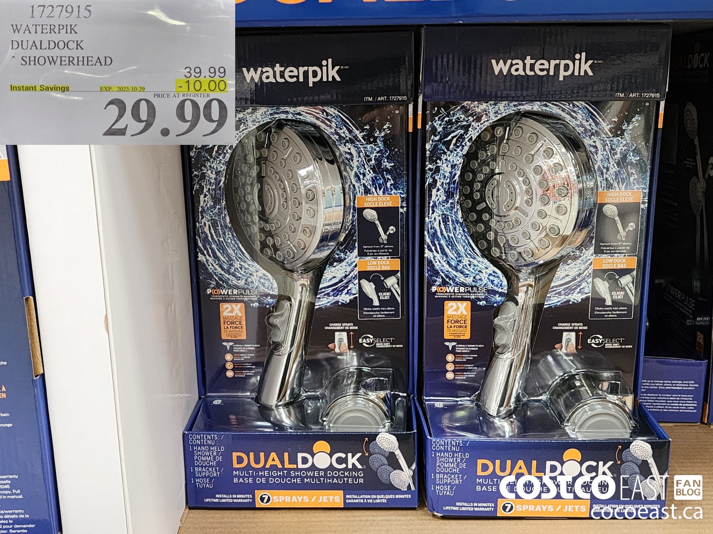1727915 WATERPIK DUALDOCK SHOWERHEAD ($10.00 INSTANT SAVINGS EXPIRES ON 2023-10-29) $29.99