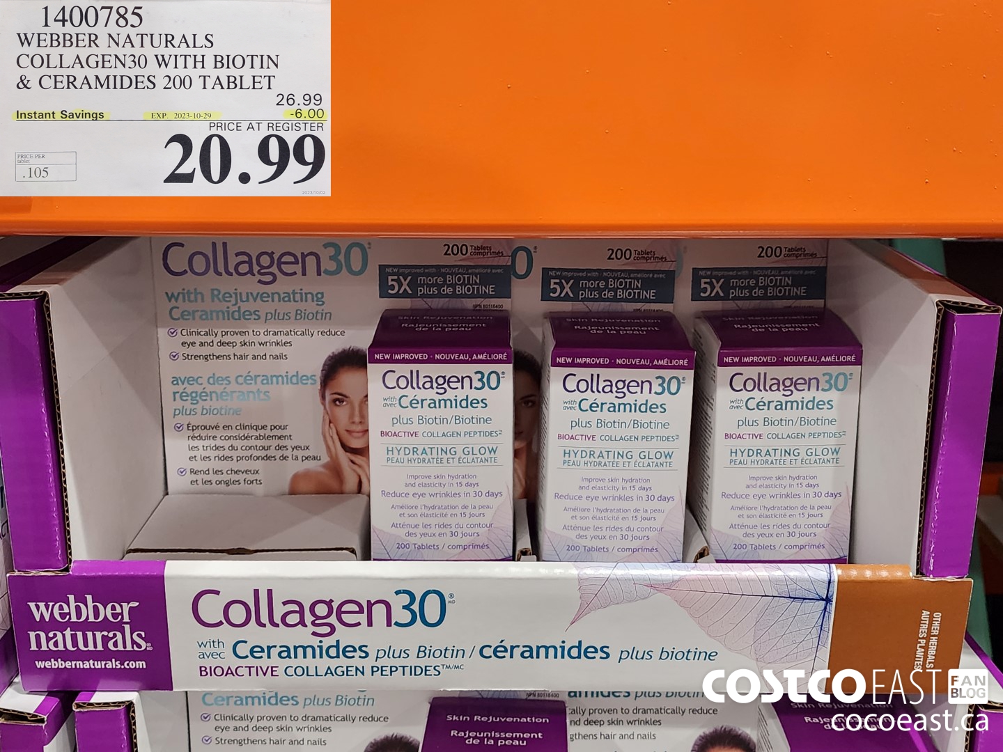 1400785 WEBBER NATURALS COLLAGEN30 WITH BIOTIN & CERAMIDES 200 TABLET ($6.00 INSTANT SAVINGS EXPIRES ON 2023-10-29) $20.99