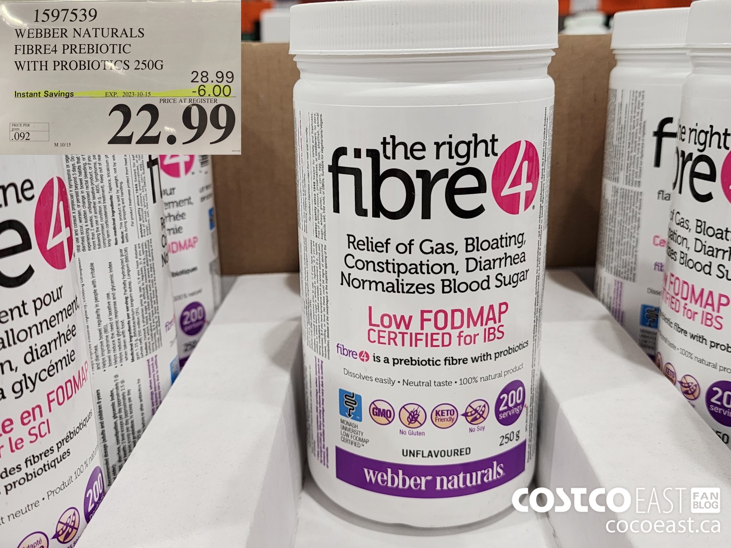 1597539 WEBBER NATURALS FIBRE4 PREBIOTIC WITH PROBIOTICS 250G ($6.00 INSTANT SAVINGS EXPIRES ON 2023-10-15) $22.99
