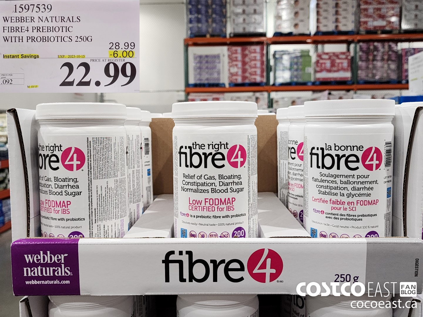 1597539 WEBBER NATURALS FIBRE4 PREBIOTIC WITH PROBIOTICS 250G ($6.00 INSTANT SAVINGS EXPIRES ON 2023-10-15) $22.99
