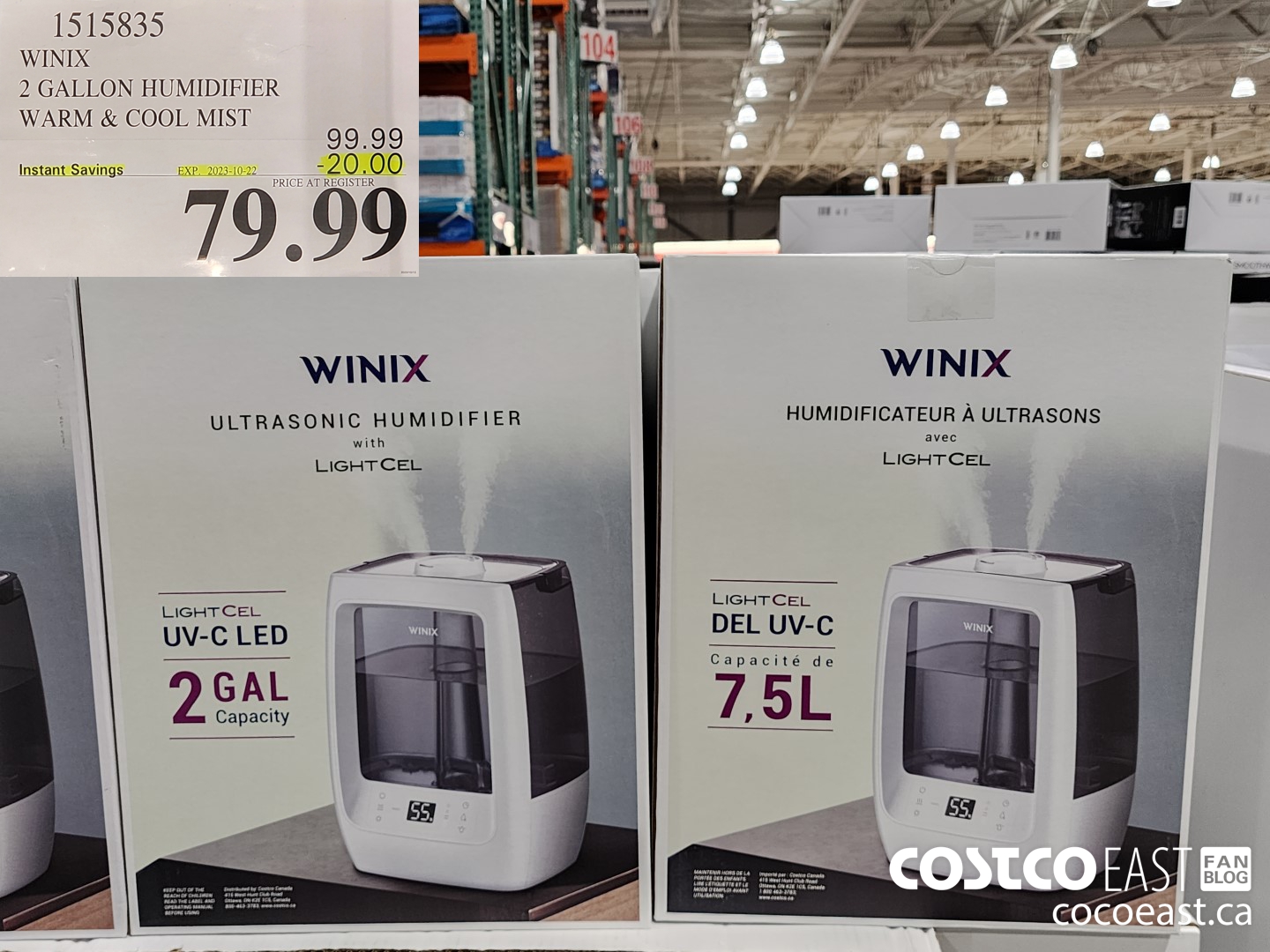 1515835 WINIX 2 GALLON HUMIDIFIER WARM & COOL MIST ($20.00 INSTANT SAVINGS EXPIRES ON 2023-10-22) $79.99