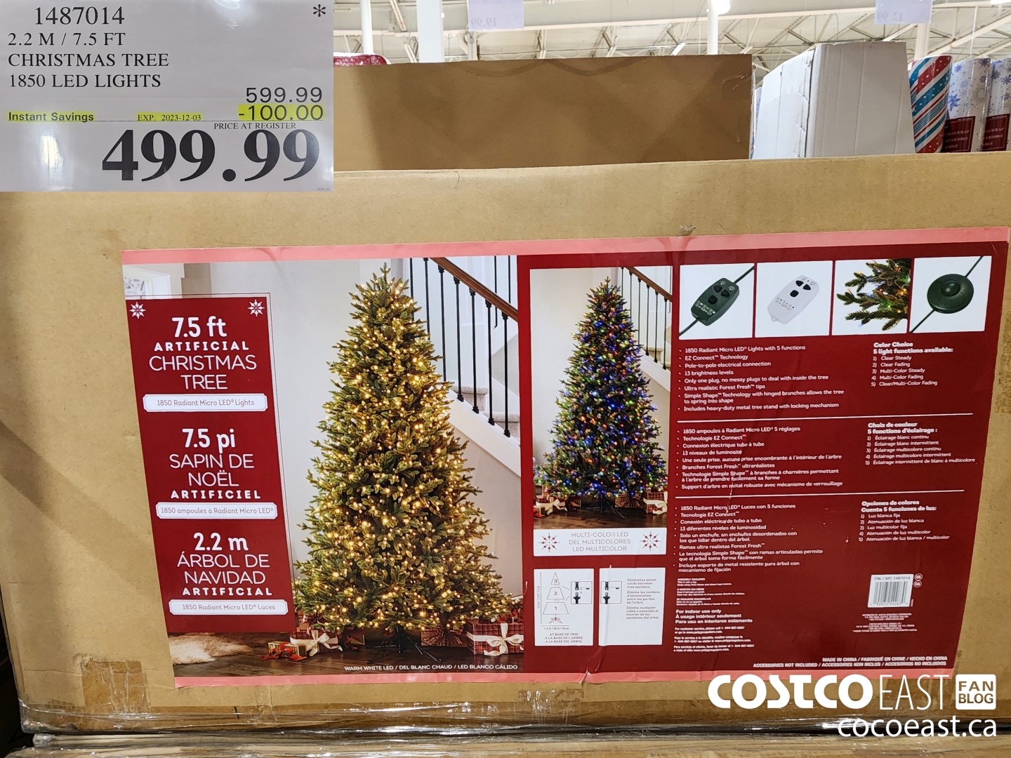 1487014 2.2M / 7.5 FT CHRISTMAS TREE 1850 LED LIGHTS ($100.00 INSTANT SAVINGS EXPIRES ON 2023-12-03) $499.99