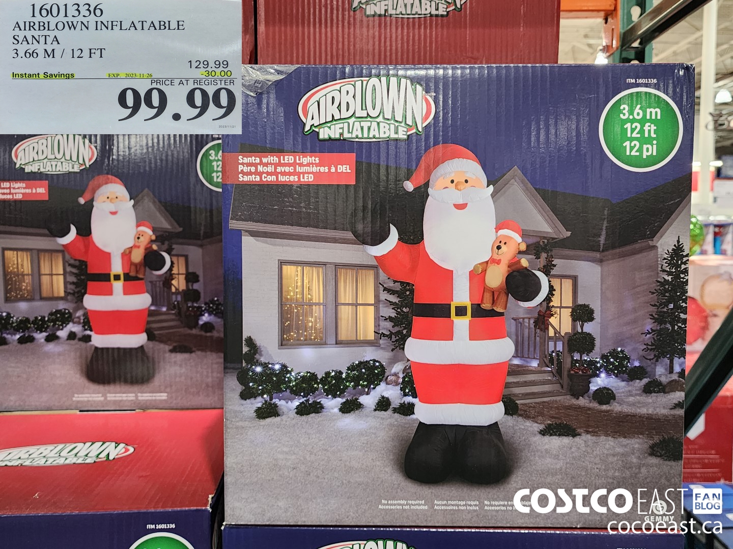 1601336 AIRBLOWN INFLATABLE SANTA 3.66 M / 12 FT ($30.00 INSTANT SAVINGS EXPIRES ON 2023-11-26) $99.99
