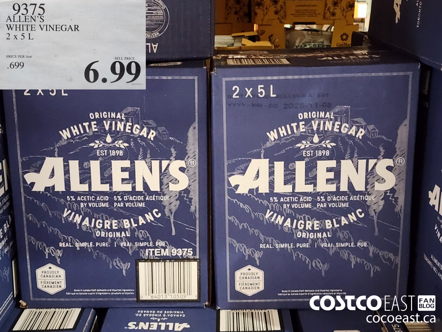 9375 ALLEN'S WHITE VINEGAR 2 X 5 L $6.99