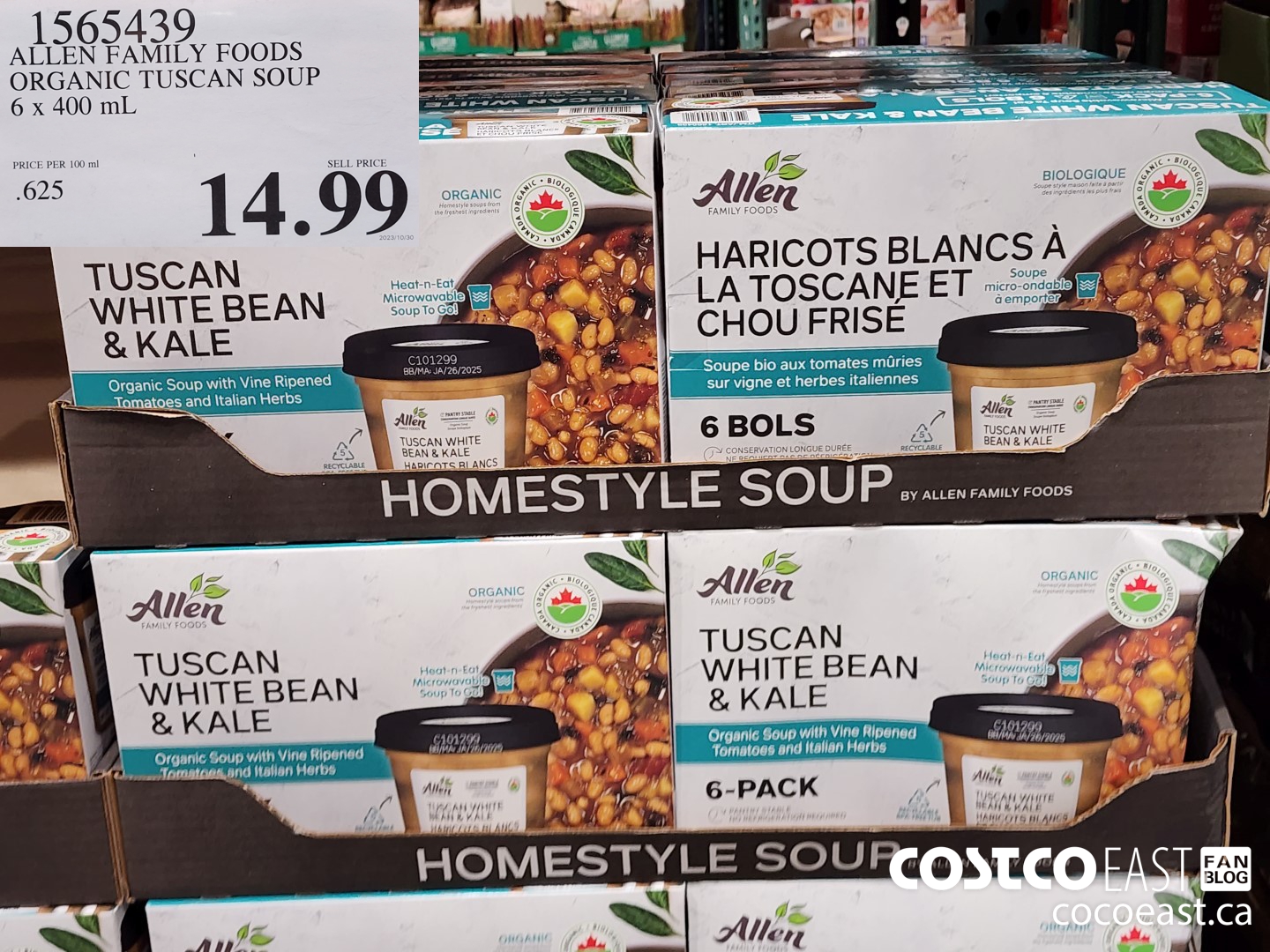 1565439 ALLEN FAMILY FOODS ORGANIC TUSCAN SOUP 6 x 400 mL $14.99