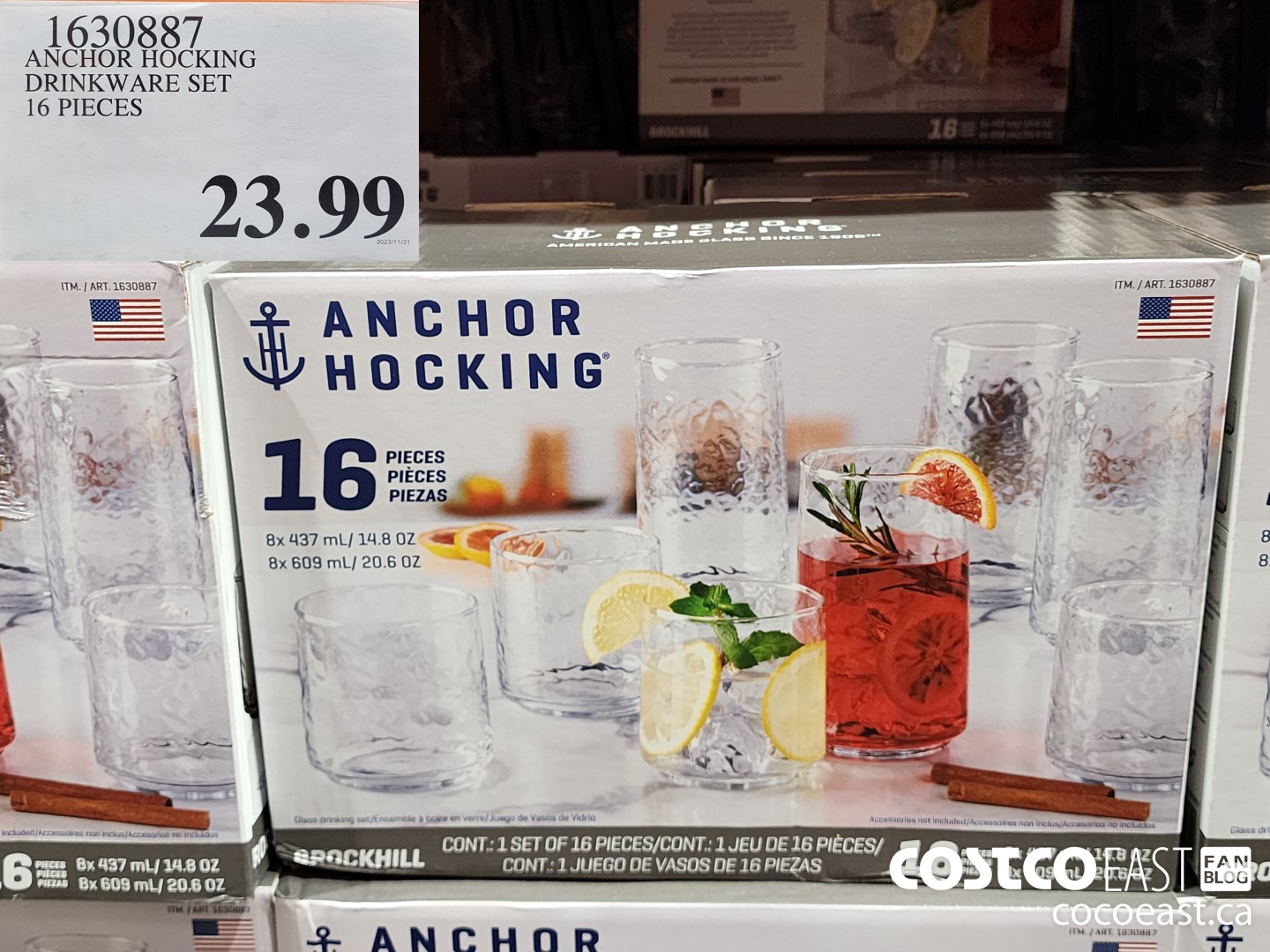 1630887 ANCHOR HOCKING DRINKWARE SET 16 PIECES $23.99