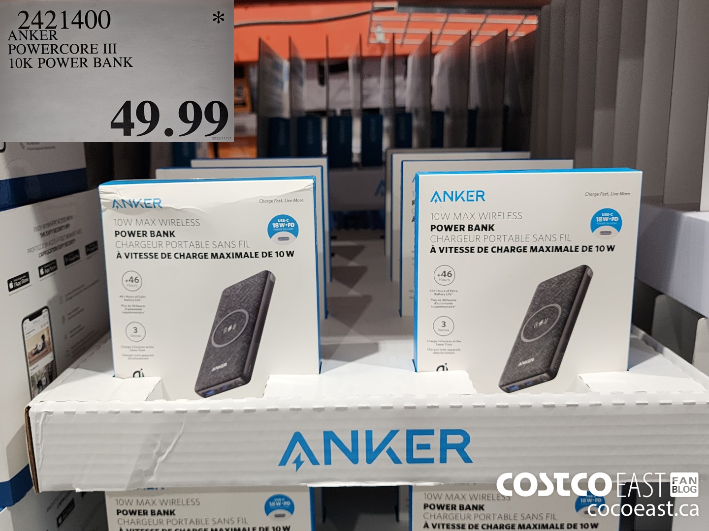2421400 ANKER POWERCORE III 10K POWER BANK $49.99