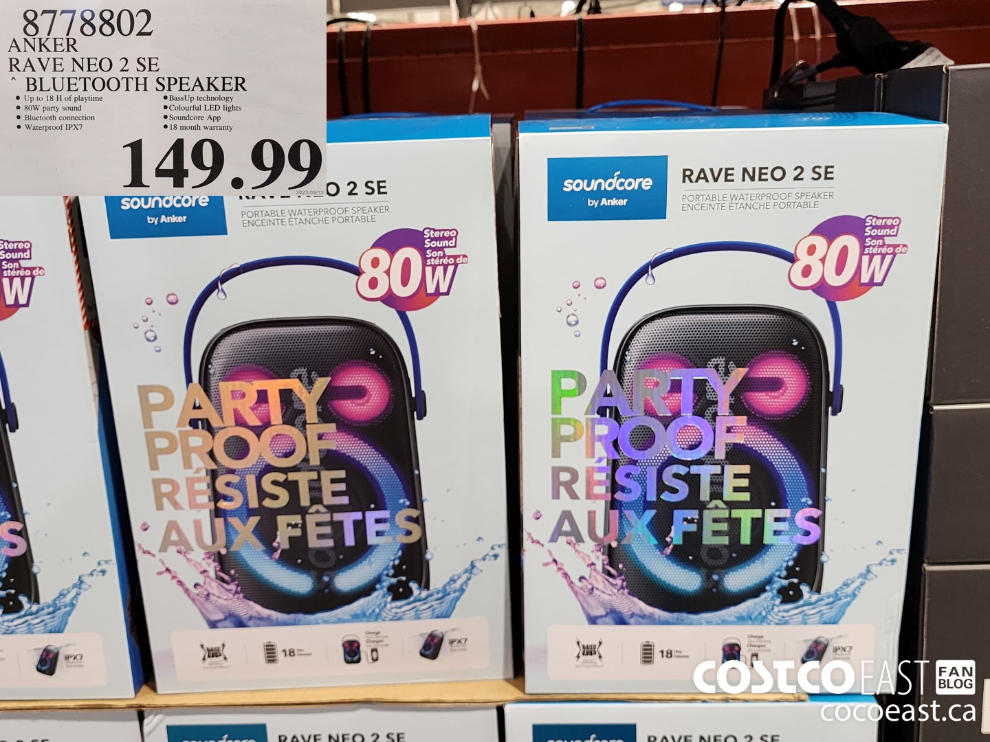 8778802 ANKER RAVE NEO 2 SE BLUETOOTH SPEAKER $149.99