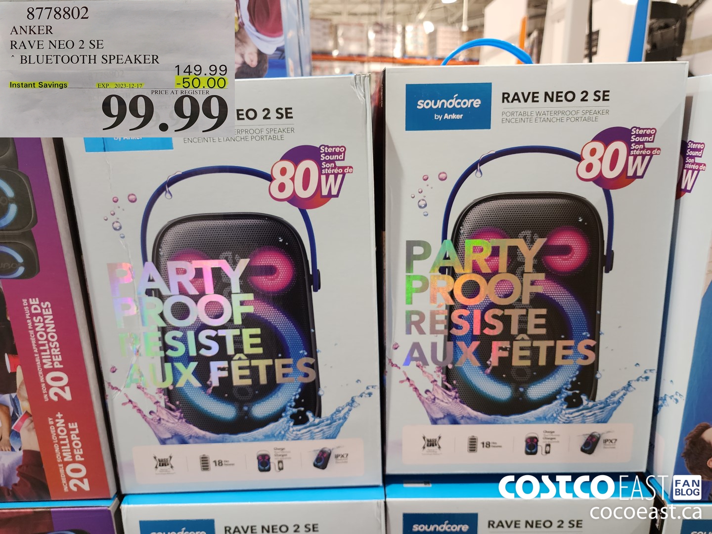 8778802 ANKER RAVE NEO 2 SE BLUETOOTH SPEAKER ($50.00 INSTANT SAVINGS EXPIRES ON 2023-12-17) $99.99