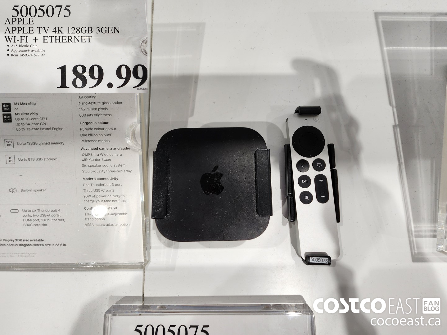 5005075 APPLE APPLE TV 4K 128GB 3GEN WI-FI + ETHERNET $189.99