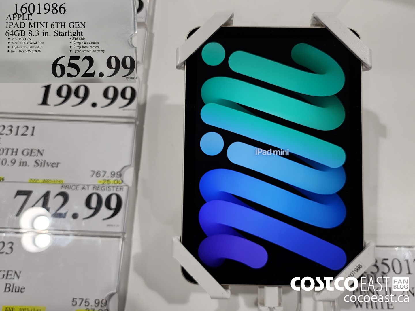 1601986 APPLE IPAD MINI 6TH GEN 64GB 8.3 IN STARLIGHT $652.99
