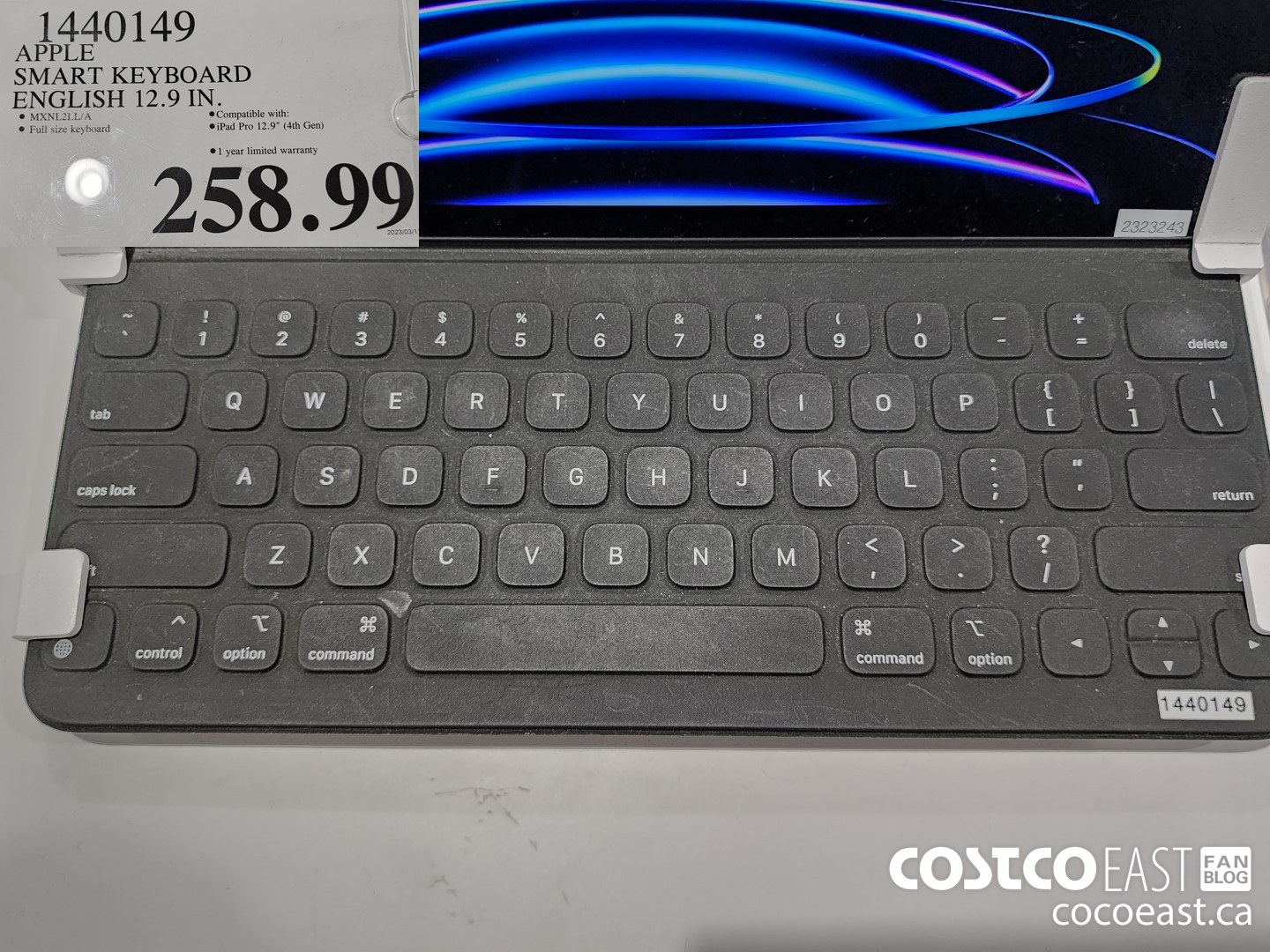 1440149 APPLE SMART KEYBOARD ENGLISH 12.9IN $258.99